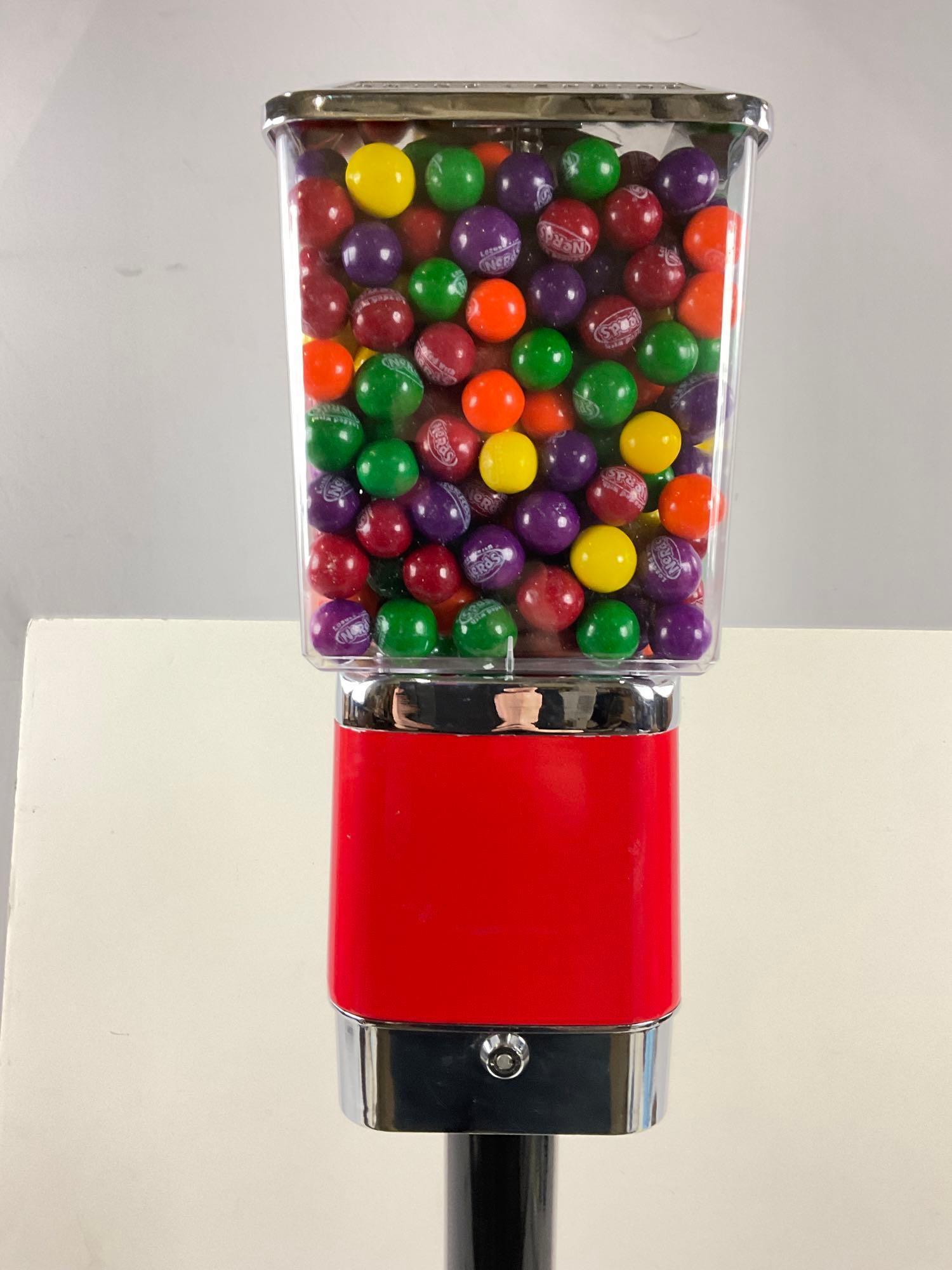 Square Rhino Vending single gumball machine with stand & gumballs , miss key and door flap.