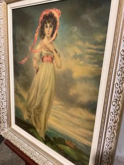 Lawrence's "Pinkie" reproduction on canvas in decorative frame. 35" x 29".