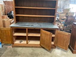 Large, Gorgeous Pine Custom made country style hutch with Zinc countertop.