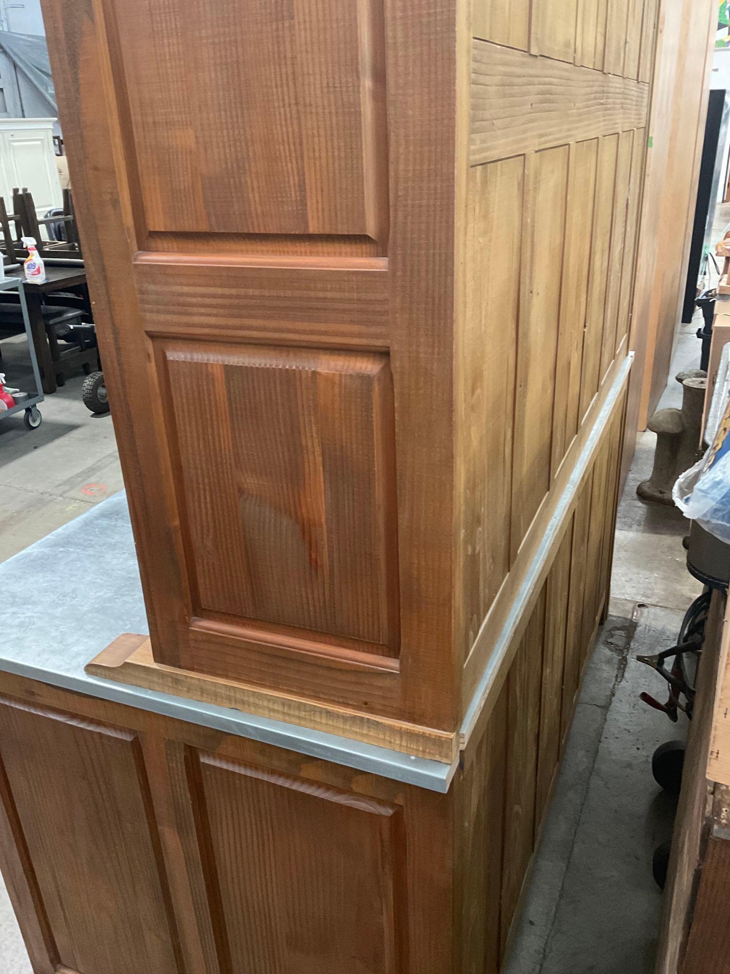 Large, Gorgeous Pine Custom made country style hutch with Zinc countertop.