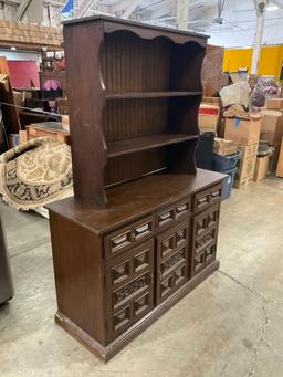 Vintage mid-size buffet with floating hutch shelf.