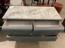 Beautiful Vintage Buffet Cabinet with polished stone slab top. See pics.