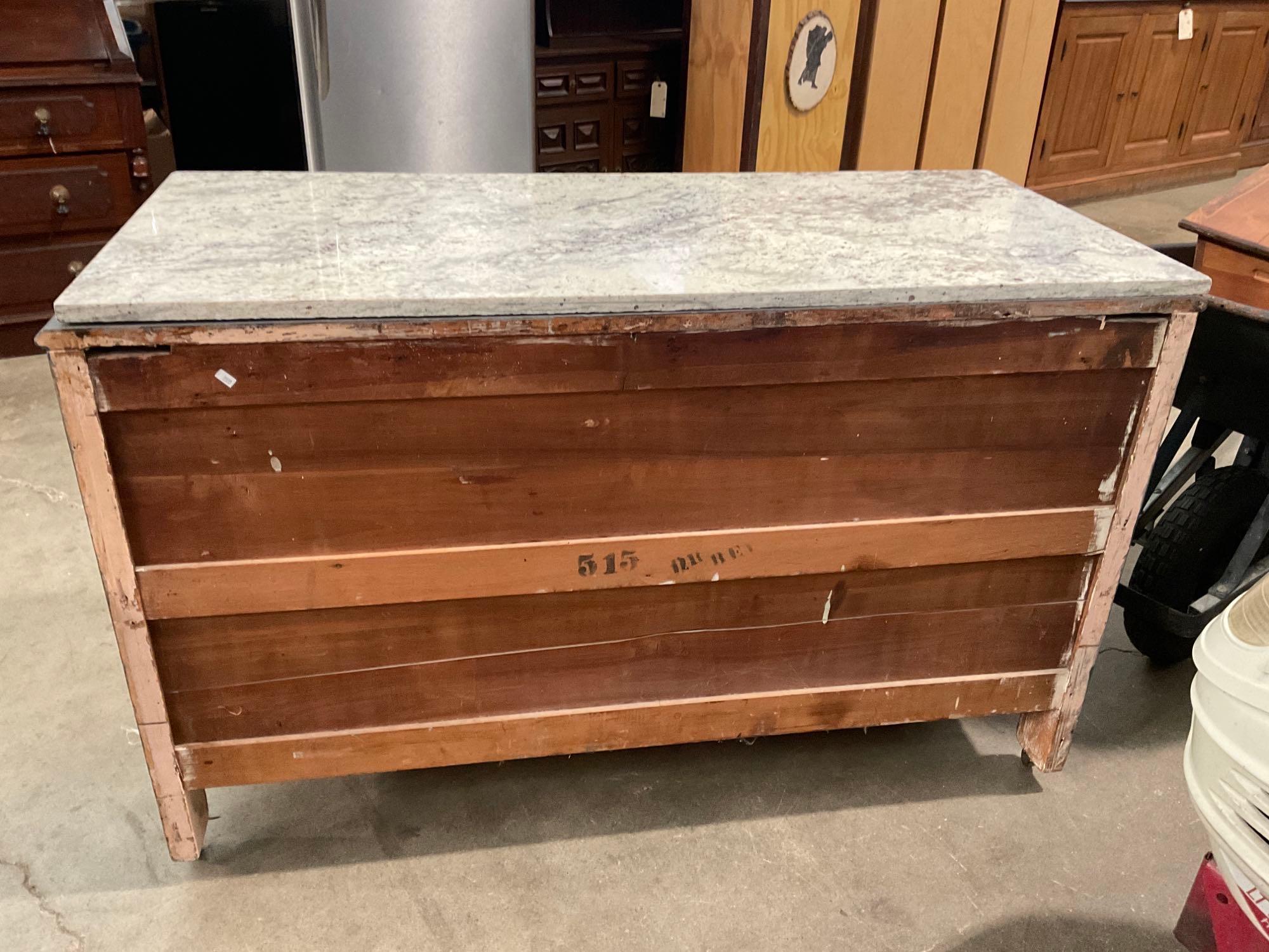 Beautiful Vintage Buffet Cabinet with polished stone slab top. See pics.