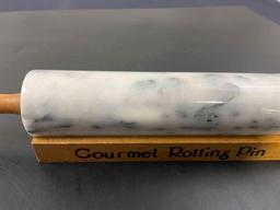 Vintage Marble Gourmet Rolling Pin w/ stand