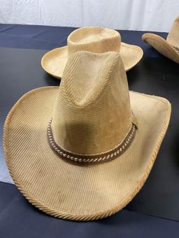 Lot of 5 Vintage Hats Corduroy and Straw Hats (including 2 Resistol hats)