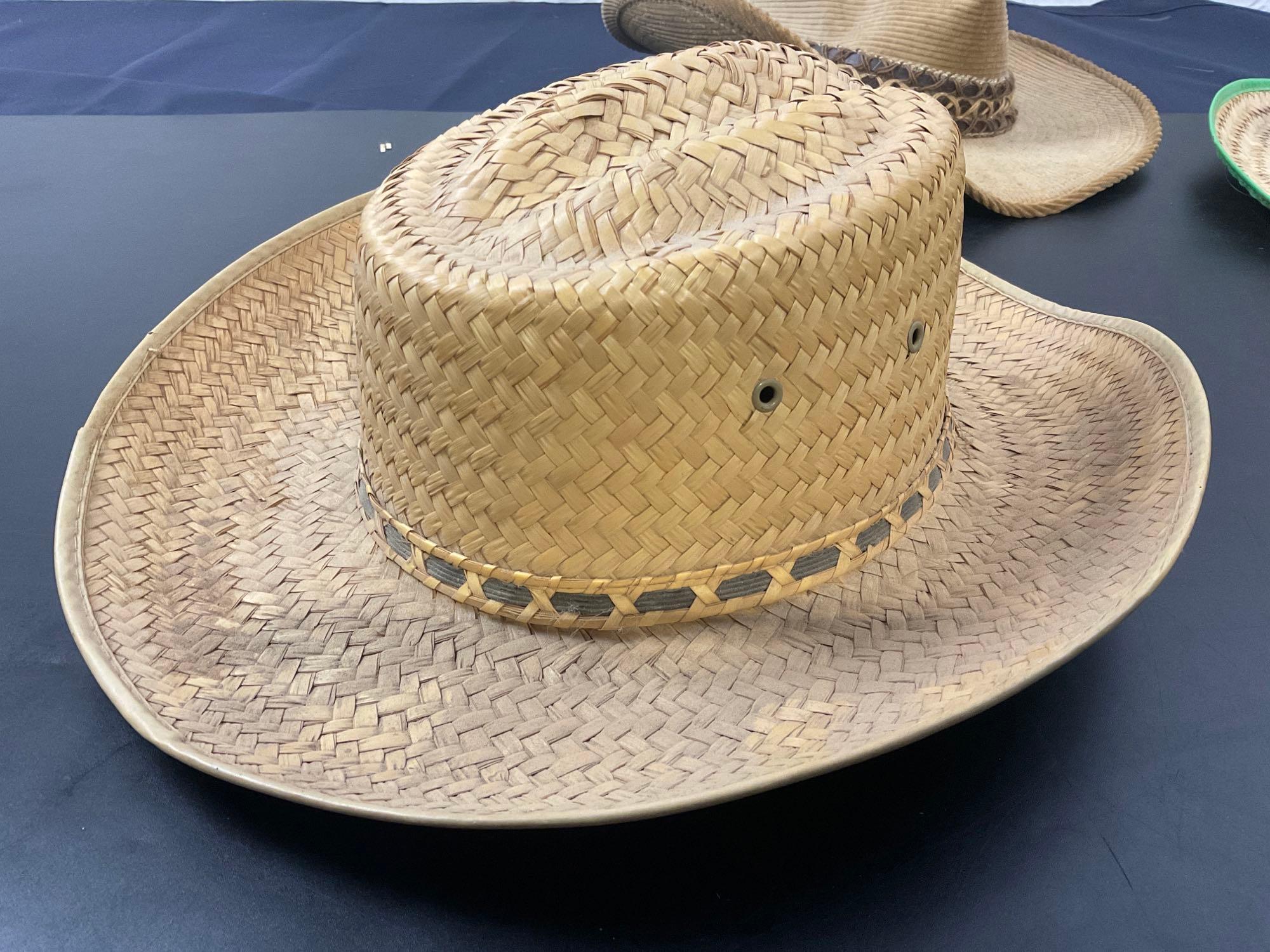 Lot of 5 Vintage Hats Corduroy and Straw Hats (including 2 Resistol hats)