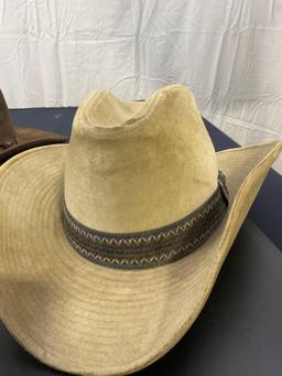 3 Vintage Cowboy Hats + Leather Fly Swatter