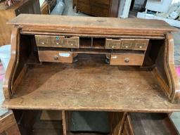 Vintage Roll-Top Desk. Shows wear.