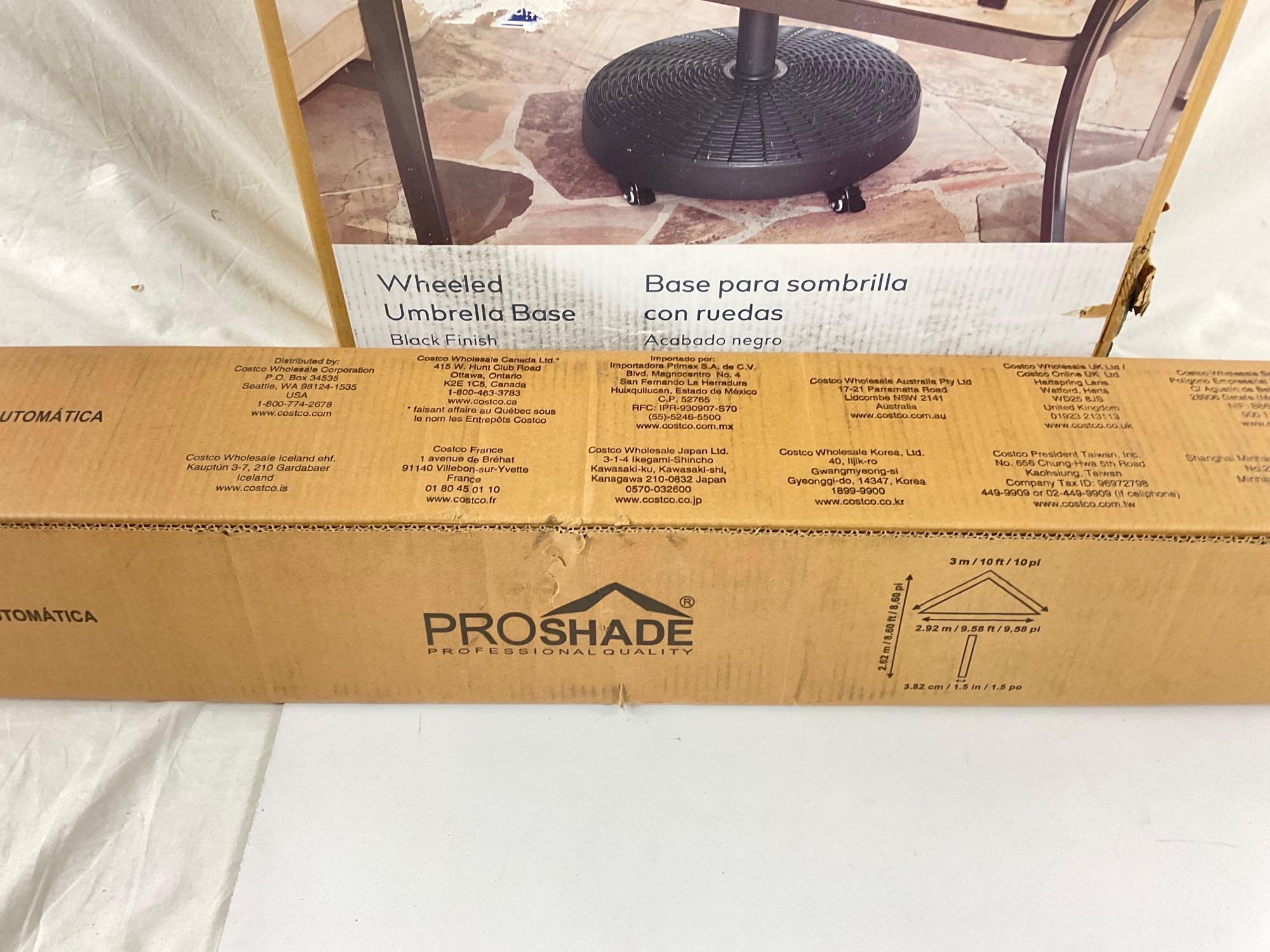 NIB PROSHADE 10ft Auto Tilt Aluminum Patio Umbrella with STYLE SELECTIONS Base