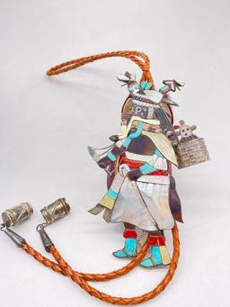 Sterling Silver Native American "WD'Latan'a Kachina" kachina bolo tie by Edward Beyuka