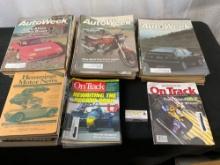 100+ vintage-modern 1950's-2010's racing car magazines incl. AutoWeek, On Track & Hemmings MotorNews