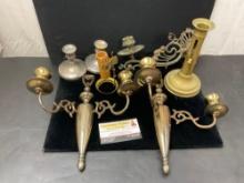 Mid Century Assorted Candlestick holders, and Sconces, 6 pcs