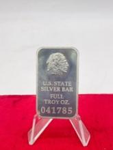 One ounce .999 silver bullion bar - US State Silver, WA