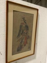 Antique c.1710 Woodblock print titled Courtesan by Kaigetsudo Anchi