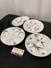 Antique Collection of Beautiful German Oyster Plates, nice variety, 4-6 wells
