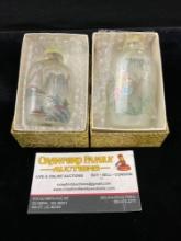 Pair of Vintage Chinese reverse painted snuff bottle w/ jade top