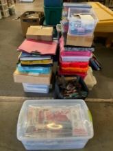 Massive lot of various scrapbooking supplies - Lamp, stickers, folders, crates etc.