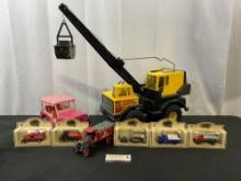 1990s Large Tonka Turbo Diesel XMB 975, Collection of Chevron Diecasts, Pink Barbie Jeep & Coin Bank