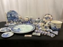 Large Assortment of Blue Delft Holland Pieces, 49 pcs