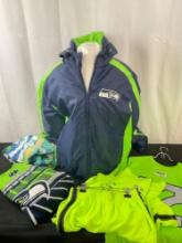 Seahawks NFL Clothing incl. Large NFL TEAM jacket, NFL team X-mas sweater Xl & locally made hoodie