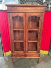 Doweled wood cabinet w/ 2 shelves and 2 drawers - Fair to good condition - See pics