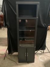 Black Bush furniture bookshelf/ cabinet with glass door - Good condition - See pics