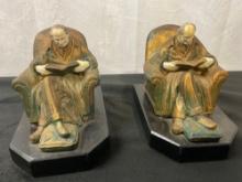 Pair of Rare 1930s Early 20th Century Bookends made by J. Ruhl for J.B.Hirsch, Sitting Man in Chair