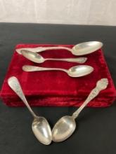5x Misc Sterling Silver Spoons, 140 grams, Whiting, Lancaster by Gorham, and more