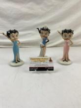 3 pcs Wade Ceramic Betty Boop Statuettes. Elegant Betty Pink, Ltd Ed 2000. Made for C&S. See pics.