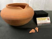 Vintage 80s-90s Small Unadorned Red Pottery Bowl, possibly Santa Clara Pueblo