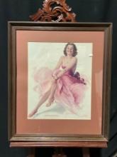 Vintage Framed Pin Up Girl Print "Delightful" by O Armstrong? See pics.