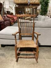 Antique Wooden Rocking Chair w/ Woven Seat. See pics.