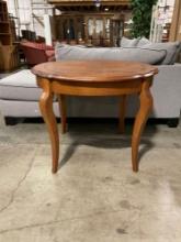 Modern Round Light Cherry Stained Wooden Scallop Edged Dining Table. See pics.