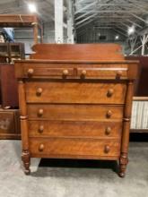 Antique Empire Maple ? Wooden Dresser w/ 6 Drawers. Includes Glass Doorknobs. See pics.