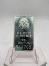 U.S. State Silver Bar full troy ounce .999 fine silver bullion bar - Oregon
