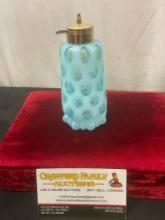 Vintage 1930s Fenton Aqua Opalescent Coinspot Perfume Bottle Atomizer for DeVilbiss