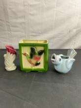 Collection of 3 Shawnee bird vases incl. Swan Vase, Flying Goose, & Bird planter - See pics