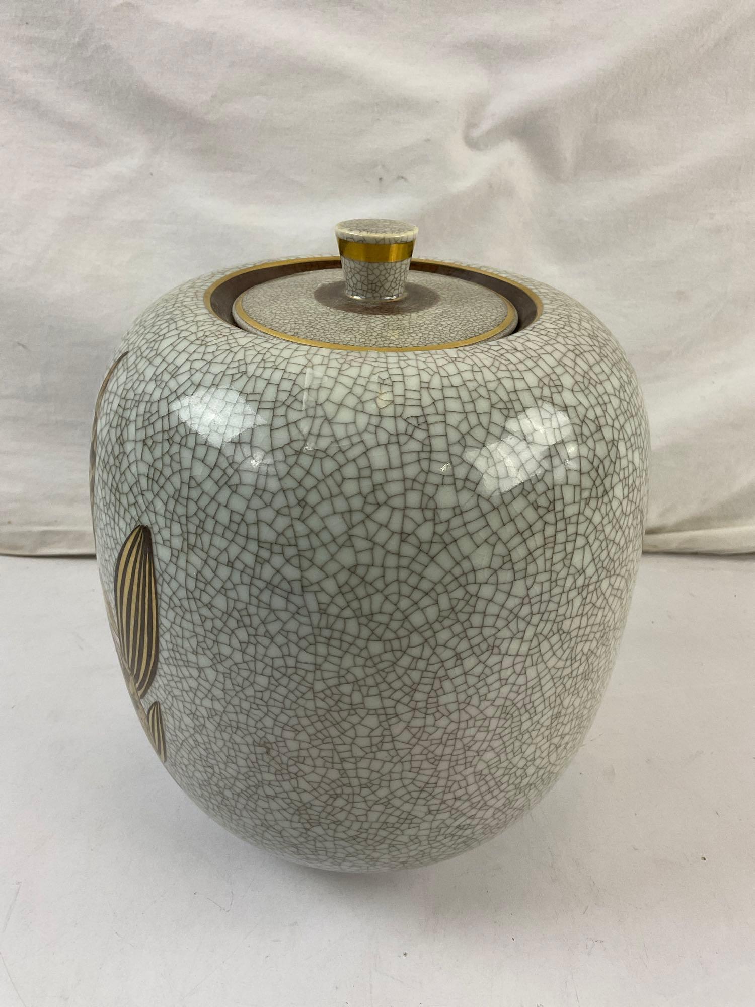 Vintage Royal Copenhagen Denmark Gray & Gold Ceramic Lidded Urn Ltd. Ed. 657/3428. See pics.