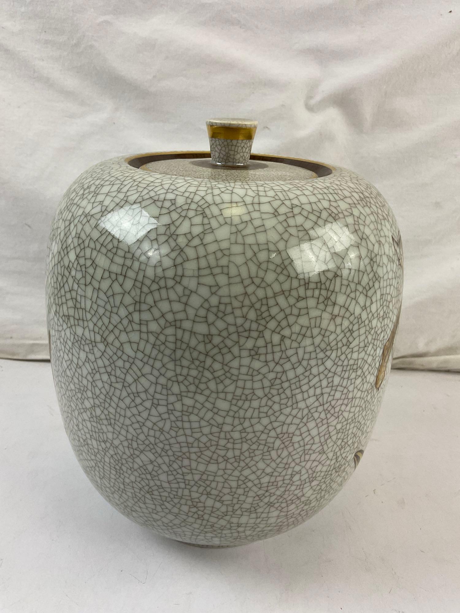 Vintage Royal Copenhagen Denmark Gray & Gold Ceramic Lidded Urn Ltd. Ed. 657/3428. See pics.