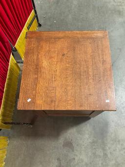 Antique Oak Drop Leaf Wheeled Cabinet w/ 3 Drawers. See pics.