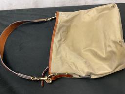 Dooney & Bourke Purse w/ Genuine Leather Details, Beige Synthetic material