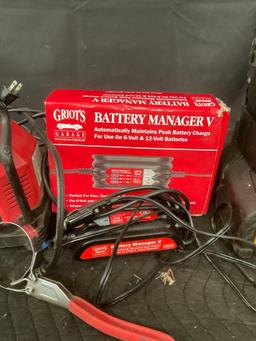 Set of 3 Battery Chargers Husky, Cat, & Schumacher & Groits Garage Battery Manager - See pics