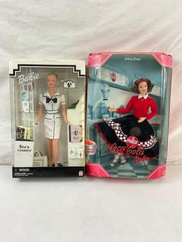 Pair of NIB Vintage Barbies incl. See's Candies & Collectors Edition Coca Cola Barbie