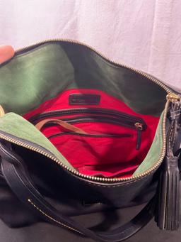 Dooney & Bourke Genuine Leather Purse, Black Leather w/ a Red lining