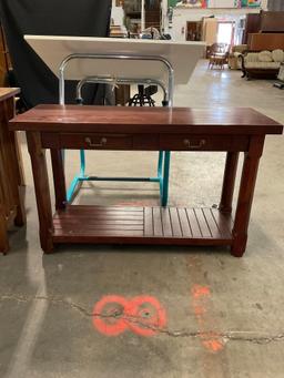 Bassett Modern Cherry Hall Table w/ nice design & 2 Drawers - Solid Wood - See pics