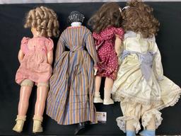 Set of 4 Vintage Porcelain Dolls, 1 marked Darling