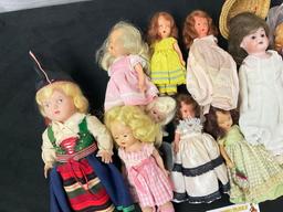Set of 10 Smaller Vintage Dolls, several Story Book Dolls, couple of Gingham dresses