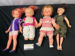 Set of 4 vintage dolls, Crissy Doll by Ideal, Horsman Doll, Ideal Kissy Doll, American Girl Melody