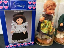 Set of vintage dolls, Pair of Hummel Vinyl Dolls & Pair of Ginny 8in Porcelain Dolls