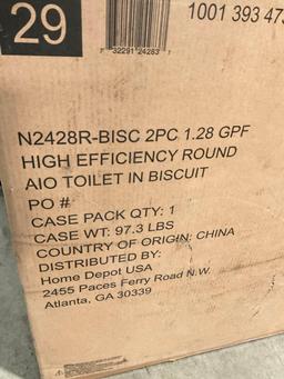 New in Box Glacier Bay 2pc 1.28GPF High Efficiency Round AIO Toilet - See pics